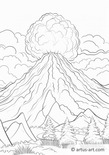 Ausmalbild eines Vulkanausbruchs